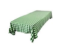 LA Linen Polyester Gingham Checkered 60 by 144-Inch Rectangular Tablecloth, Hunter Green/White, 152.4 x 365.76 x 0.04 cm