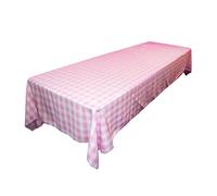 LA Linen Polyester Gingham Checkered 60 by 144-Inch Rectangular Tablecloth, Pink/White, 152.4 x 365.76 x 0.04 cm