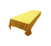 LA Linen Polyester Gingham Checkered 60 by 84-Inch Rectangular Tablecloth, White and Dark Yellow, 152.4 x 213.36 x 0.04 cm