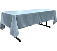 LA Linen Polyester Poplin Rectangular Tablecloth, 60 by 120-Inch, Blue light