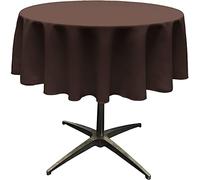 LA Linen Polyester Poplin Round Tablecloth, 58"", Brown, TCpop58R_BrownP22