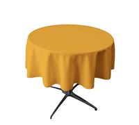LA Linen Polyester Poplin Round Tablecloth, 58-Inches, Gold