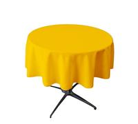 LA Linen Polyester Poplin Round Tablecloth, 58-Inches, Yellow Dark, TCpop58R_YellowDrkP47