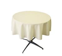 LA Linen Polyester Poplin Round Tablecloth, 58", Ivory