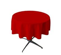 LA Linen Polyester Poplin Round Tablecloth, 58", Red