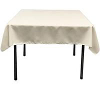 LA Linen Polyester Poplin Square Tablecloth, 52 by 52-Inch, Ivory