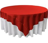 LA Linen Polyester Poplin Square Tablecloth, Red, 90 x 90-Inch