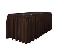 LA Linen Polyester Poplin Table Skirt 21-Foot by 29-Inch Long with 20 L-Clips, Brown