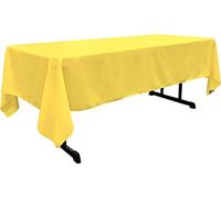 LA Linen Polyester Poplin Washable Rectangular Tablecloth, Stain and Wrinkle Resistant Table Cover 60x108, Fabric Table Cloth for Dinning, Kitchen, Party, Holiday 60 by 108-Inch, Yellow Light