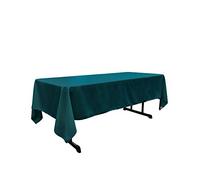 LA Linen Poplin Rectangular Tablecloth, Polyester, Dark Teal, 60 x 126-Inch