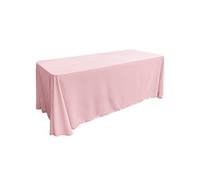 LA Linen Poplin Rectangular Tablecloth, Polyester, Light Pink, 90 x 132-Inch