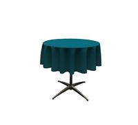LA Linen Poplin Round Tablecloth, Polyester, Dark Teal, 51-Inch