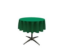 LA Linen Poplin Round Tablecloth, Polyester, Emerald Green, 51-Inch