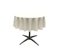 LA Linen Poplin Round Tablecloth, Polyester, Ivory, 51-Inch