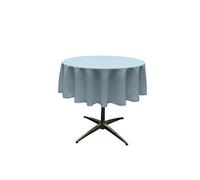 LA Linen Poplin Round Tablecloth, Polyester, Light Blue, 51-Inch