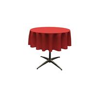 LA Linen Poplin Round Tablecloth, Polyester, Red, 51-Inch