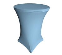 LA Linen Round Cover for Cocktail Highboy Table, Microfiber/Polyester/Spandex, Blue Light, 32 x 42-Inch