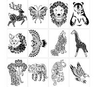 La Llareta 12 Piece A4 Size Animal Stencils, DIY Craft Stencils, Reusable for Greeting Cards, Scrapbooking, Wall Art