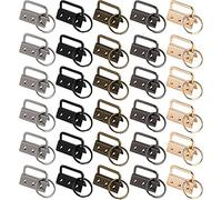 La Llareta 30 Pieces Key Fob Hardware, 32mm Keychain Bracelet Hardware, Metal Tail Clip Wristlet, Split Ring Webbing for Belts Ribbon Webbing Hardware Supplies (5 Colors)