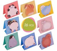 La Llareta Cartoon Animal Sticky Notes, 16 Packs Refrigerator for The Fridge, Office Notes School, Memo, Party Bags Filler, Student Kids Gifts (8 Styles), Wood, White, 2.75*2.75 inches (110)