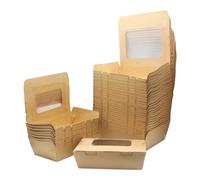La Llareta Salad Boxes Takeaway, 50 PCS 500ml Takeaway Box, Cardboard Food Boxes, with Window, Oil and Water Proof, for Sandwich, Cheesecake, Burger