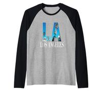 La Los Angeles California Souvenir Beach City West Coast Raglan Baseball Tee