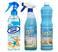 La Lucca Brisa Bundle | Multi Surface Floor Cleaner | Home Room Air And Fabric Freshener Breeze | Long Last Fragrance