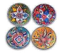La Luna 12 Cm Assorted Hand-Made Ceramic Bowls Set of 4 for Snack, Tapas, Pudding, Nuts, Rice, Yoghurt, Hummus, Appetizer, Soy Sauce for Use or Decorative