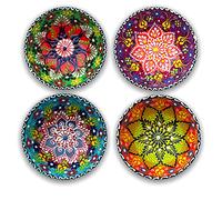 La Luna 12 Cm Assorted Lace Embossed Ceramic Bowls Set of 4 for Snack, Tapas, Pudding, Nuts, Rice, Yoghurt, Hummus, Appetizer, Soy Sauce for Use or Decorative