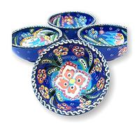 La Luna 8 Cm Small Ceramic Bowls Set of 4 for Snack,Tapas, Dessert, Nuts, Olive, Soy Sauce for Use or Decorative (Navy Blue)