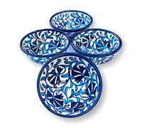La Luna 8 Cm Small Ceramic Bowls Set of 4 for Snack,Tapas, Dessert, Nuts, Olive, Soy Sauce for Use or Decorative (Blue Clove)
