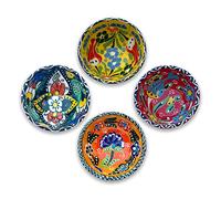 La Luna 8 Cm Small Ceramic Bowls Set of 4 for Snack,Tapas, Dessert, Nuts, Olive, Soy Sauce for Use or Decorative (Assorted)