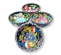 La Luna 8 Cm Small Ceramic Bowls Set of 4 for Snack,Tapas, Dessert, Nuts, Olive, Soy Sauce for Use or Decorative (Black)