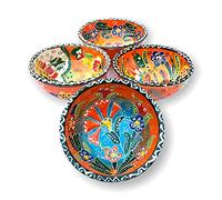 La Luna 8 Cm Small Ceramic Bowls Set of 4 for Snack,Tapas, Dessert, Nuts, Olive, Soy Sauce for Use or Decorative (Orange)