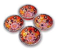 La Luna 8 Cm Small Millennium Ceramic Bowls Set of 4 for Snack,Tapas, Dessert, Nuts, Olive, Soy Sauce for Use or Decorative (Orange)