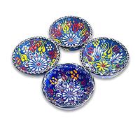 La Luna 8 Cm Small Millennium Ceramic Bowls Set of 4 for Snack,Tapas, Dessert, Nuts, Olive, Soy Sauce for Use or Decorative (Navy Blue)