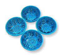 La Luna 8 Cm Small Turquoise Ceramic Bowls Set of 4 for Snack,Tapas, Dessert, Nuts, Olive, Soy Sauce for Use or Decorative (Set of 4)