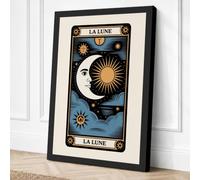 La Lune Tarot Card Vintage Canvas Wall Art Print 30x20 Inch (76 x 51 cm)