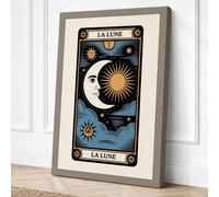 La Lune Tarot Card Vintage Canvas Wall Art Print 30x20 Inch (76 x 51 cm)