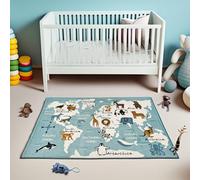 La Maison 100% Cotton Kids Play Mat, Tufted Soft Smooth Anti-Slip Toddlers Nursery Rug, Indoor Room Floor Carpet Decor (World Map)