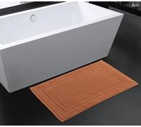 La Maison 100% Cotton Super Soft and Absorbent Bath Mat Shower Mat 50cms x 80cms Hotel Frame Stripe Border (Burnt Orange)