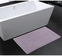 La Maison 100% Cotton Super Soft and Absorbent Bath Mat Shower Mat 50cms x 80cms Hotel Frame Stripe Border (Lavender)
