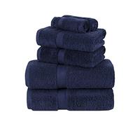 La Maison 100% Egyptian Cotton 600GSM Superior Towel Bale Set Hand Towel Bath Towel 6 Piece Super Soft Everyday Use (Navy Blue)