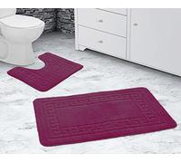 La Maison Bathroom Rug Set 2 Piece Greek Key Scroll Non Slip Bath Mat and Pedestal Mat Quick Dry Shower Bath Super Soft Toilet Mat Deep Pink