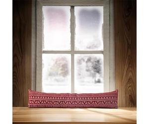 La Maison Christmas Festive Snowman Nordic Stag Red Draught Excluder Xmas Tapestry Woven Wind Stopper, Thermal, Insulation (Dancing Stags)