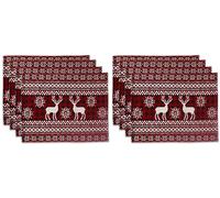 La Maison Christmas Placemats Winter Holiday Table Mat Set Xmas Decoration Washable Heat Proof Placemats Nordic, Snowman, Reindeers, Santa Festive Dining Decor (Nordic Snowflake Stags, 8)
