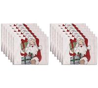 La Maison Christmas Placemats Winter Holiday Table Mat Set Xmas Decoration Washable Heat Proof Placemats Nordic, Snowman, Reindeers, Santa Festive Dining Decor (Santa Claus, 12)