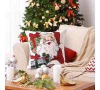 La Maison Christmas Soft Cotton Chenille Tapestry Cushion Cover Xmas Festive Scatter Cushions Nordic Santa Reindeer Stag Snowman (Santa Claus, 1 x Cushion Cover Only)