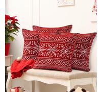 La Maison Christmas Soft Cotton Chenille Tapestry Cushion Cover Xmas Festive Scatter Cushions Nordic Santa Reindeer Stag Snowman (4 x Filled Cushions, Nordic Snowflake)