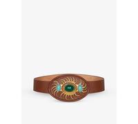 La Maison Couture Womens Brown Sonia Petroff Sun 24ct Yellow Gold-plated Brass and Enamelled Cabochon Leather Belt 6-8